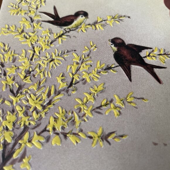Vtg Stanley Birds Spring Happy Easter Mother Embossed Greeting Card - Picture 3 of 10